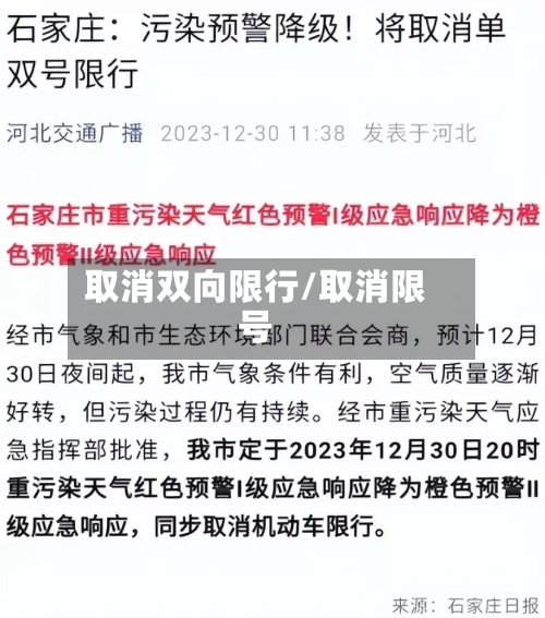 取消双向限行/取消限号
