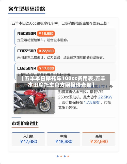 【五羊本田摩托车100cc费用表,五羊本田摩托车官方网报价查询】
