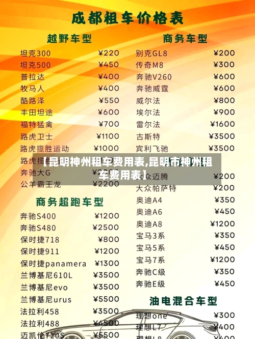 【昆明神州租车费用表,昆明市神州租车费用表】-第2张图片