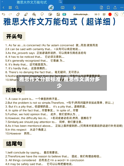 雅思作文分数标准/雅思作文满分多少