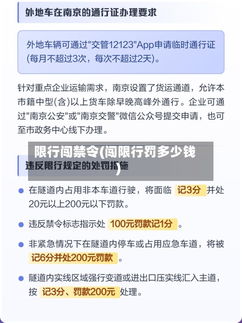 限行闯禁令(闯限行罚多少钱)