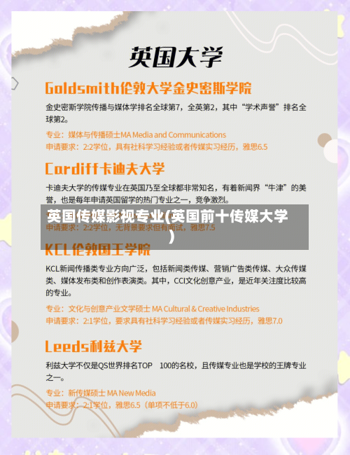 英国传媒影视专业(英国前十传媒大学)