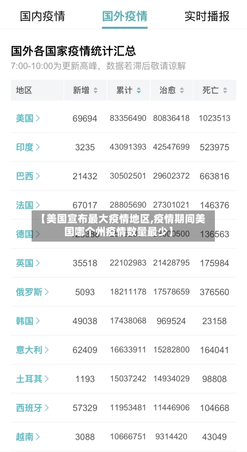 【美国宣布最大疫情地区,疫情期间美国哪个州疫情数量最少】-第2张图片