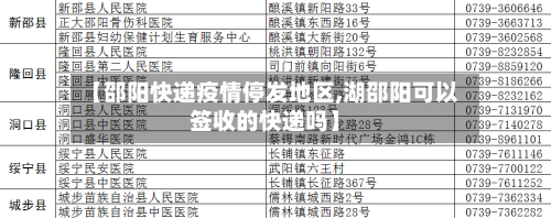 【邵阳快递疫情停发地区,湖邵阳可以签收的快递吗】