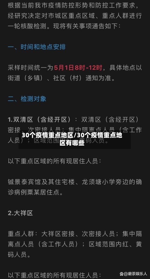 30个疫情重点地区/30个疫情重点地区有哪些