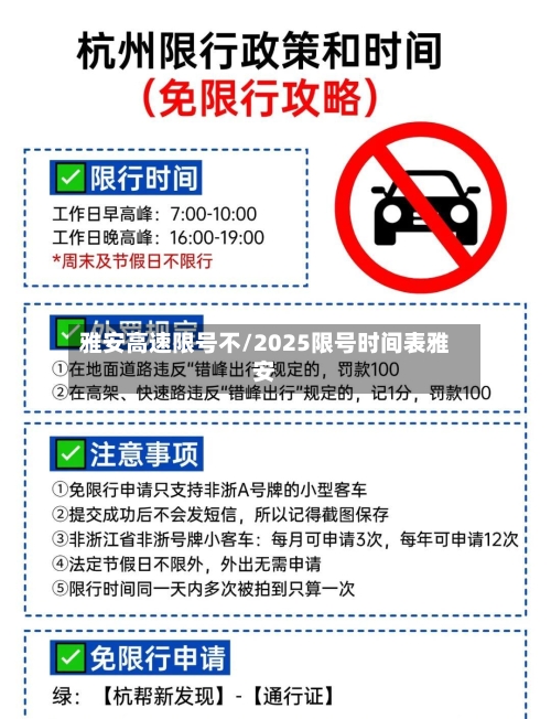 雅安高速限号不/2025限号时间表雅安-第3张图片
