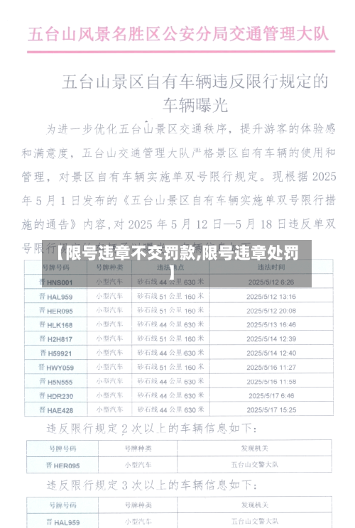 【限号违章不交罚款,限号违章处罚】