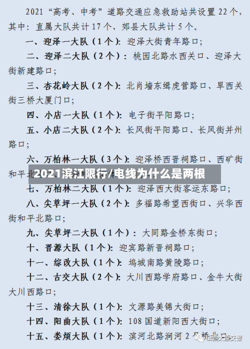 2021滨江限行/电线为什么是两根