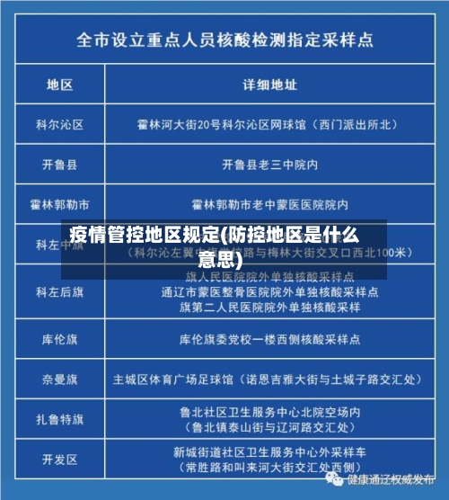 疫情管控地区规定(防控地区是什么意思)