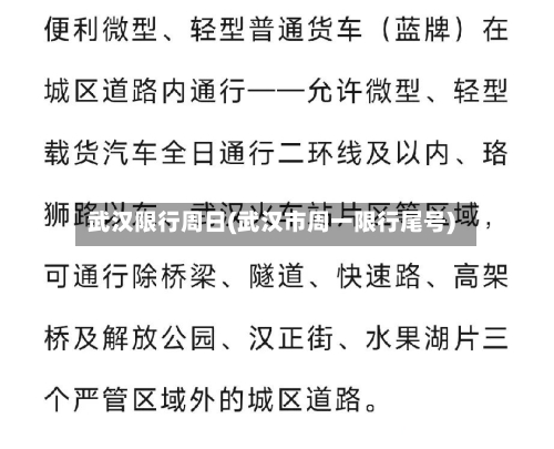 武汉限行周日(武汉市周一限行尾号)