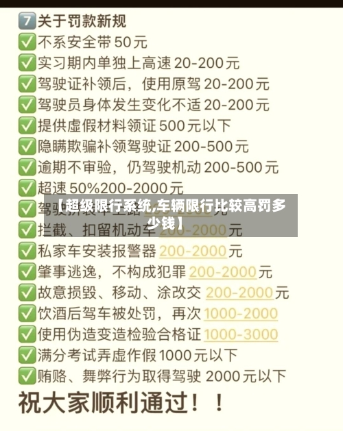 【超级限行系统,车辆限行比较高罚多少钱】