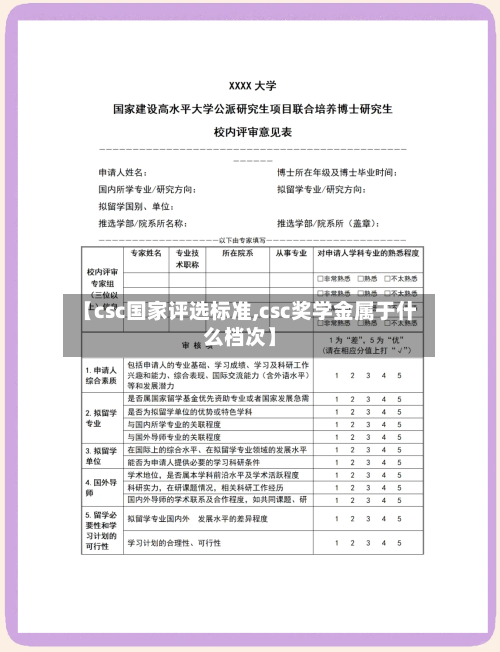 【csc国家评选标准,csc奖学金属于什么档次】