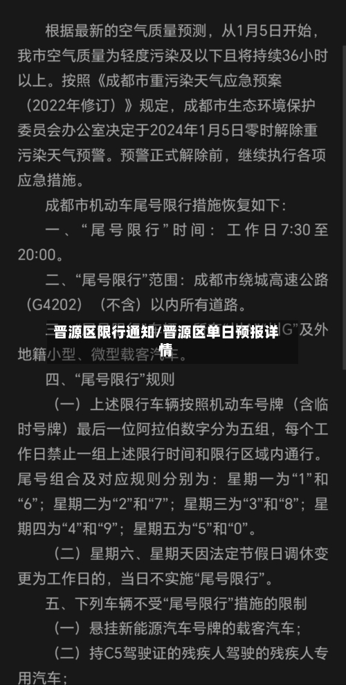 晋源区限行通知/晋源区单日预报详情