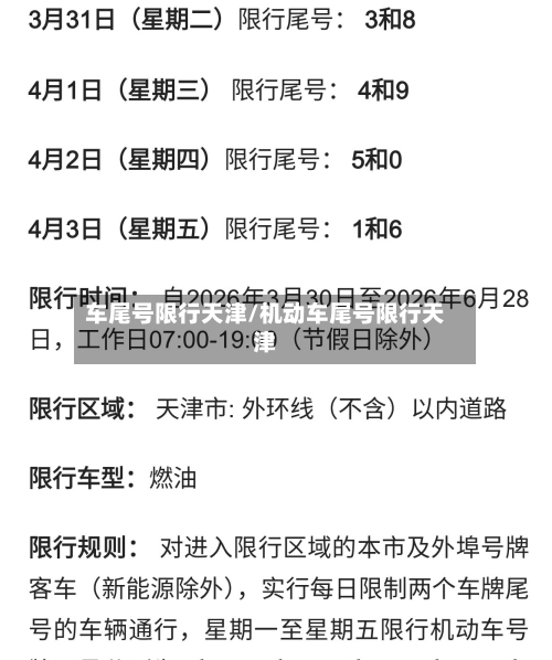 车尾号限行天津/机动车尾号限行天津