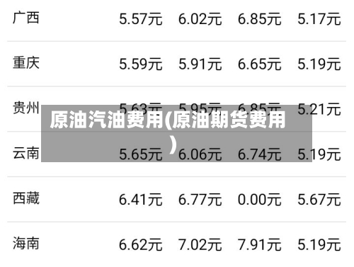 原油汽油费用(原油期货费用)