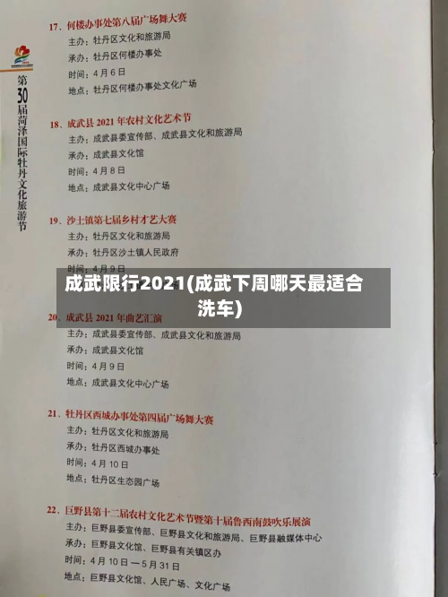 成武限行2021(成武下周哪天最适合洗车)
