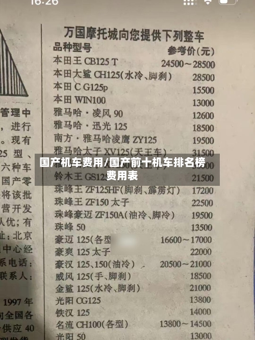 国产机车费用/国产前十机车排名榜费用表