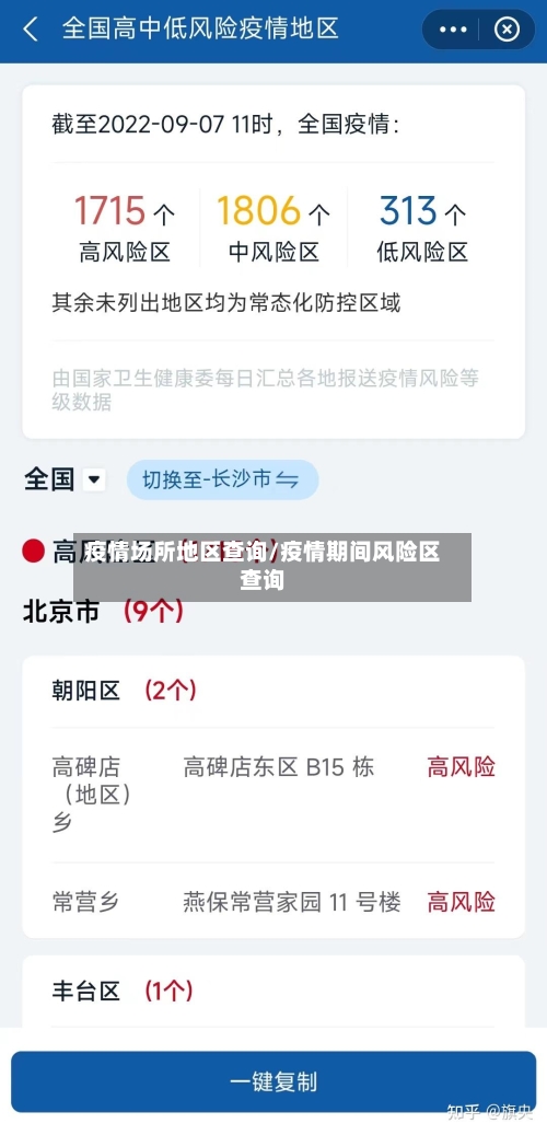 疫情场所地区查询/疫情期间风险区查询