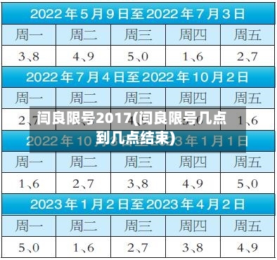 闫良限号2017(闫良限号几点到几点结束)