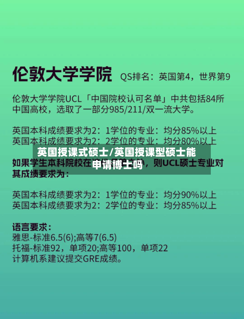 英国授课式硕士/英国授课型硕士能申请博士吗