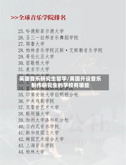 英国音乐研究生留学/英国开设音乐制作研究生的学校有哪些