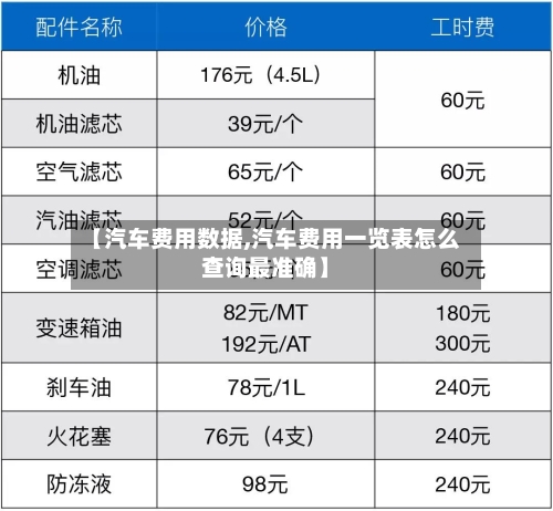 【汽车费用数据,汽车费用一览表怎么查询最准确】