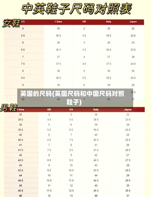英国的尺码(英国尺码和中国尺码对照鞋子)
