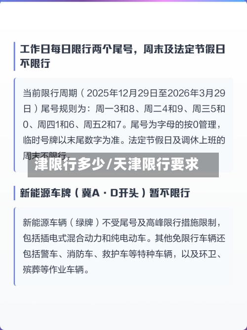 津限行多少/天津限行要求