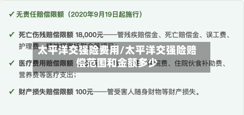 太平洋交强险费用/太平洋交强险赔偿范围和金额多少