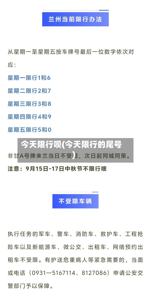 今天限行呗(今天限行的尾号)