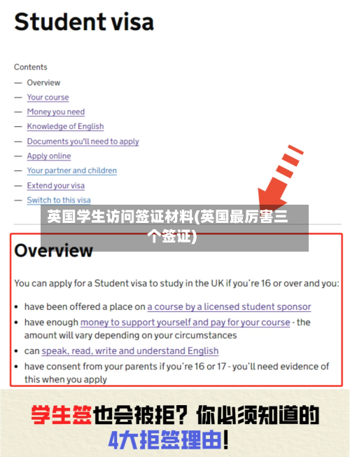 英国学生访问签证材料(英国最厉害三个签证)