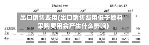 出口销售费用(出口销售费用低于原料采购费用会产生什么影响)