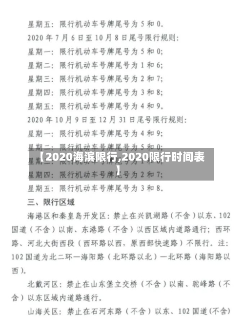 【2020海滨限行,2020限行时间表】-第2张图片