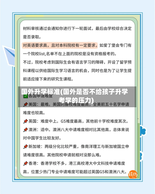 国外升学标准(国外是否不给孩子升学考学的压力)