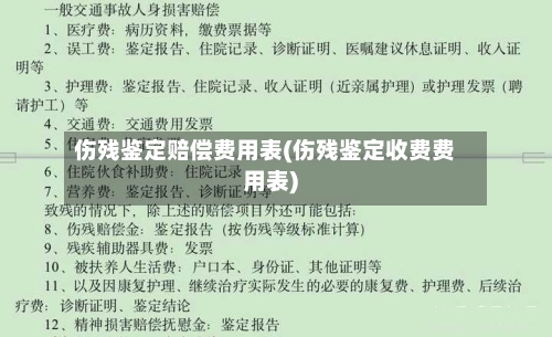 伤残鉴定赔偿费用表(伤残鉴定收费费用表)